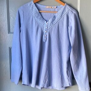 Soft Surroundings Pale Blue Ribbed Knit Top